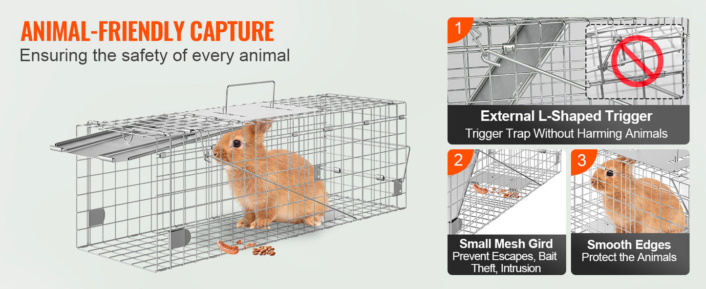 SucceBuy Humane Live Animal Cage Trap – Folding Handle for Cats, Rabbits & Rodents
