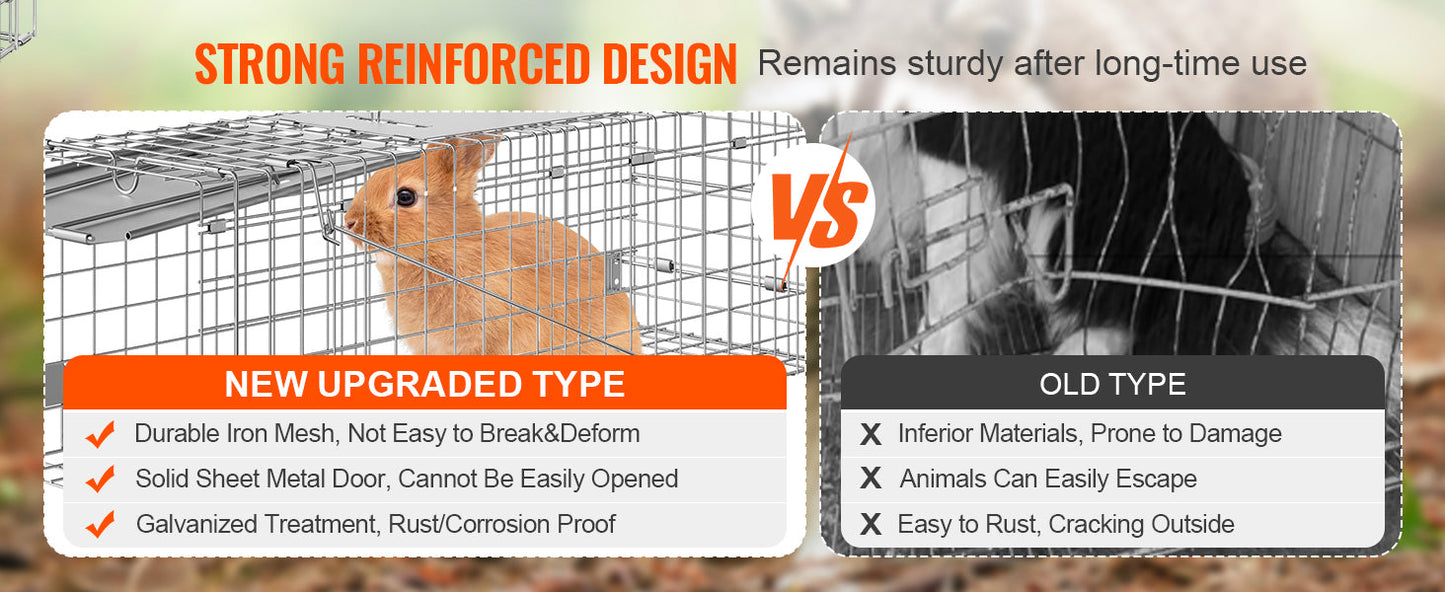 SucceBuy Humane Live Animal Cage Trap – Folding Handle for Cats, Rabbits & Rodents