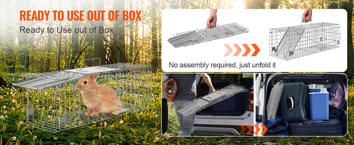 SucceBuy Humane Live Animal Cage Trap – Folding Handle for Cats, Rabbits & Rodents