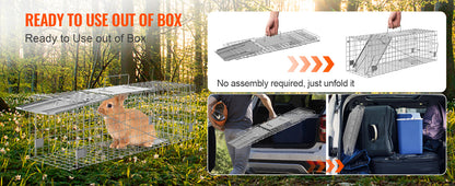 SucceBuy Humane Live Animal Cage Trap – Folding Handle for Cats, Rabbits & Rodents