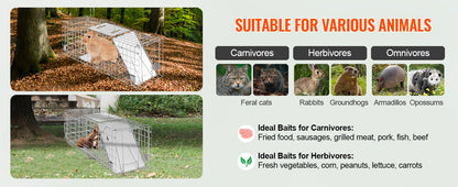 SucceBuy Humane Live Animal Cage Trap – Folding Handle for Cats, Rabbits & Rodents