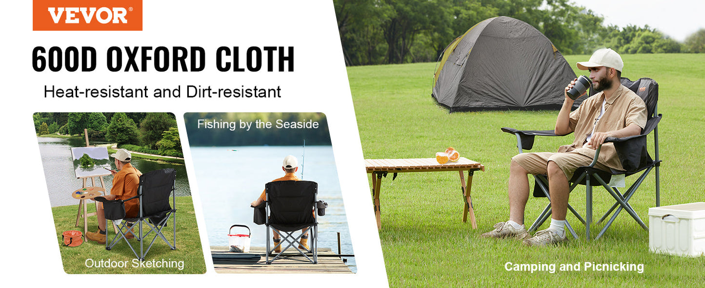 VEVOR Outdoor Camping Chair – 350lbs Ultralight Folding Portable Seat for Beach, Hiking, Picnic & Fishing