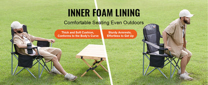 VEVOR Outdoor Camping Chair – 350lbs Ultralight Folding Portable Seat for Beach, Hiking, Picnic & Fishing