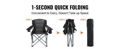 VEVOR Outdoor Camping Chair – 350lbs Ultralight Folding Portable Seat for Beach, Hiking, Picnic & Fishing