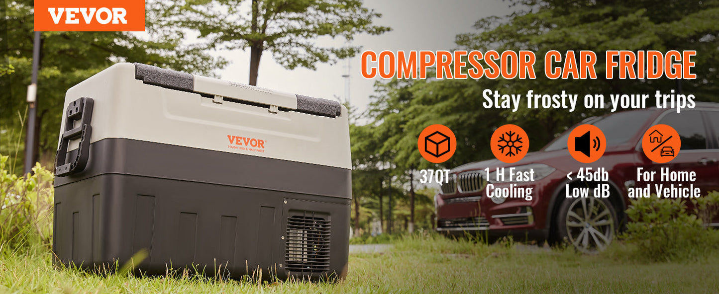 VEVOR Portable Car Refrigerator — 35L/45L/55L Foldable Handle Compressor Freezer with Wheels for Camping, Picnics & Travel