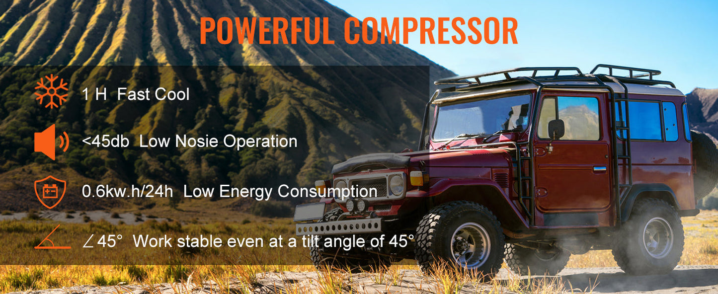 VEVOR Portable Car Refrigerator — 35L/45L/55L Foldable Handle Compressor Freezer with Wheels for Camping, Picnics & Travel