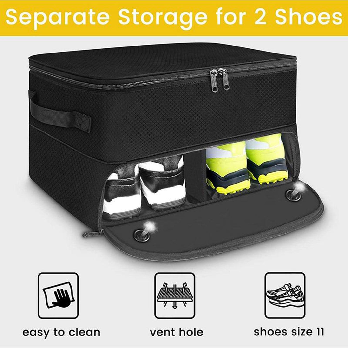 Golf Shoe Bag – Outdoor Foldable Storage for Golf Supplies, Oxford Cloth Holder Box for Ball & Towel, Portable Trunk Organizer