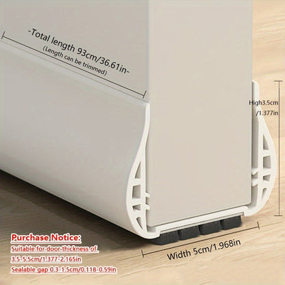 PVC Door Bottom Seal Strip – Adhesive Draft Stopper for Bedroom Doors – Fits 1.377-2.165in Thick Doors, Seals Gaps 0.0787-0.787in – 36.61in Length