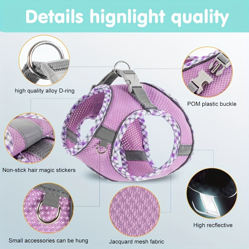 Breathable Pet Harness – No Pull Puppy Harness & Leash Set, Easy Walk Dog Harness for Comfortable Walking