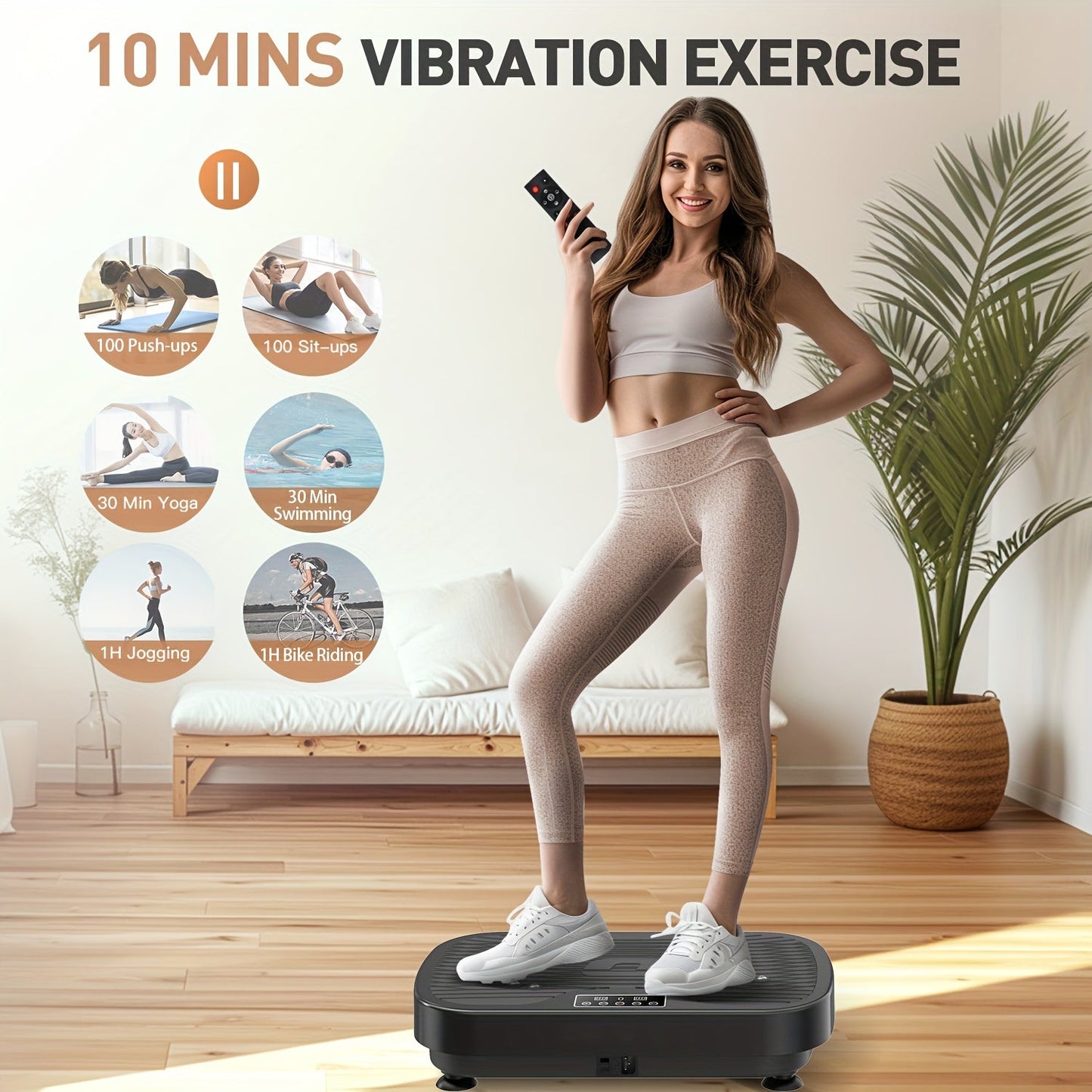 Vibration Plate Fitness Platform – Full Body Shaker Machine for Lymphatic Drainage, Weight Loss and Fat Burning, Exercise Machine for Women and Men