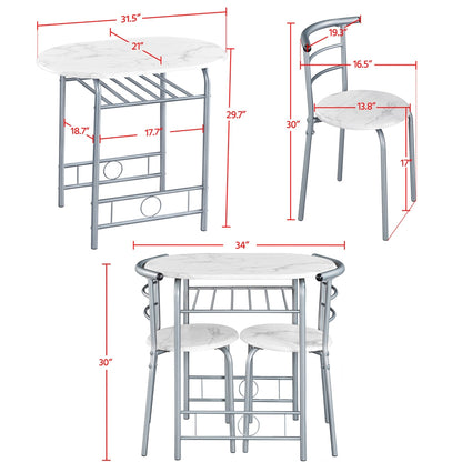 Costoffs Modern Round Compact Dining Table and 2 Chairs Set - Space-Saving Table Set for Kitchens, Apartments, and Dorm Rooms