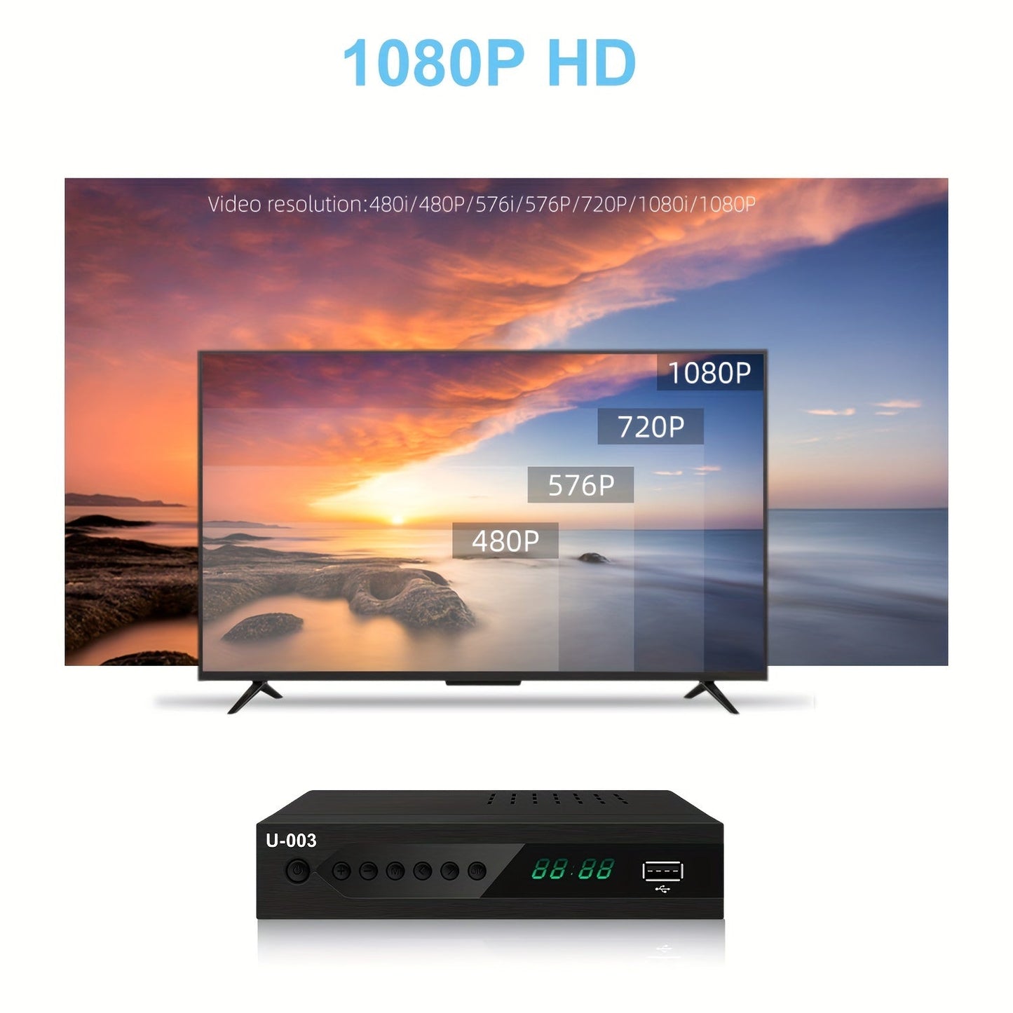 1080P Digital TV Converter Box with PVR Recording, USB Media Player, Built-in Clock and Timer, EPG, QAM Tuner - Effortless HD Entertainment Hub
