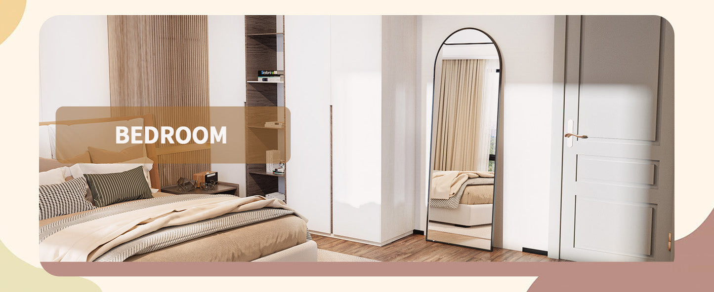Arched Full Length Mirror – 71"x26" Full Body Floor Mirror, Standing, Hanging or Leaning Wall Mount with Stand