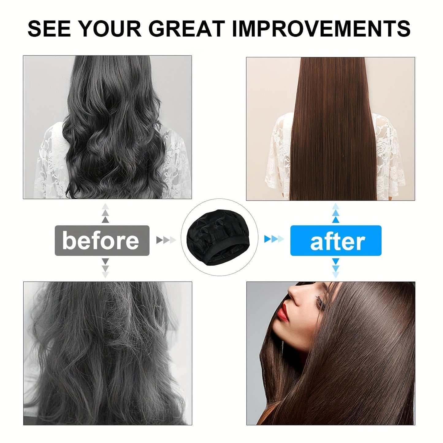 Cord-Free Deep Conditioning Hot Cap – Hair Care & Styling Steam Cap for Hot Therapy & Spa Treatment