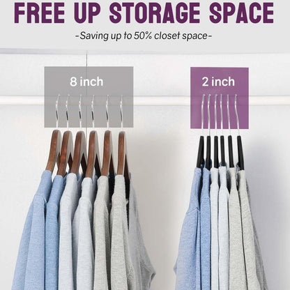 20/30/60 Pack Velvet Hangers - Premium Non-Slip Felt Hangers with Sturdy Black/White Finish - Heavy Duty Coat and Suit Hangers with Space-Saving 360° Rotating Rose Gold/Galvanized Metal Hook