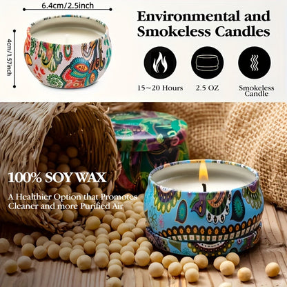 Set of 12 Scented Candles - Rose, Coco, Freesia, Peppermint, Lavender, Gardenia, Tuberose, Camellia, Wild Bluebell, Vanilla, Violet, Lemon - Random Jar Colors, Ideal for Stress Relief and Relaxation