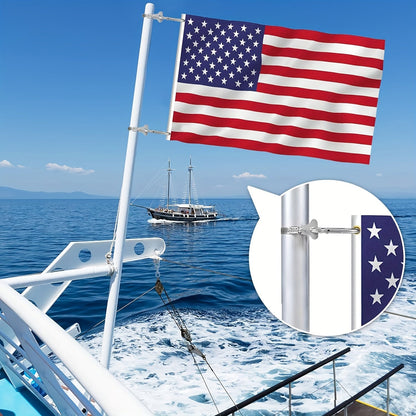 4 Pack Stainless Steel Flagpole Clips with Carabiner – Durable, Adjustable Grommet for Outdoor Flags, Fits 0.75-1.25" Diameter Poles