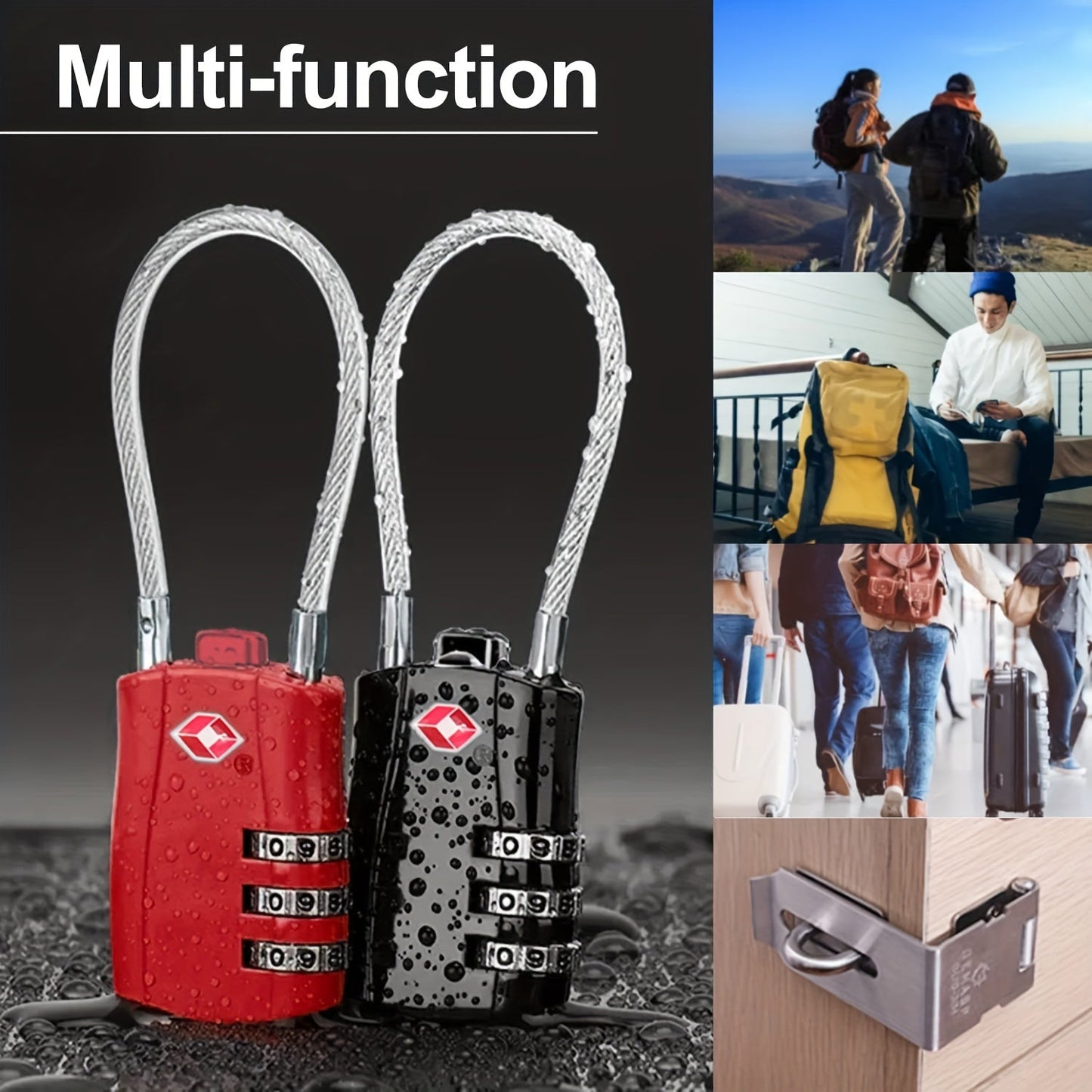 2 Pack TSA-Approved Travel Locks - Sturdy Alloy Combination Padlocks for Luggage, Suitcases, Lockers and Bikes