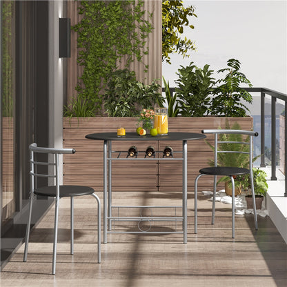 Costoffs Modern Round Compact Dining Table and 2 Chairs Set - Space-Saving Table Set for Kitchens, Apartments, and Dorm Rooms