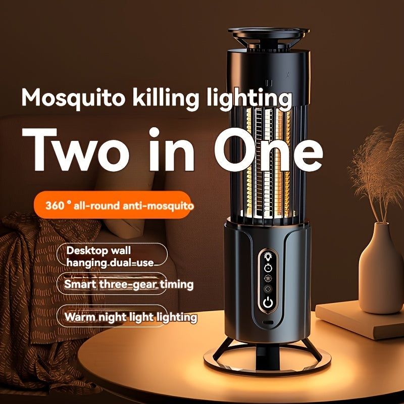 Rechargeable Multi-Functional Mosquito Killer Lamp - USB Powered, Dual Light Colors, Indoor and Outdoor Bug Zapper for Home, Bedroom, Office, RV, Camping - Effective and Easy to Clean