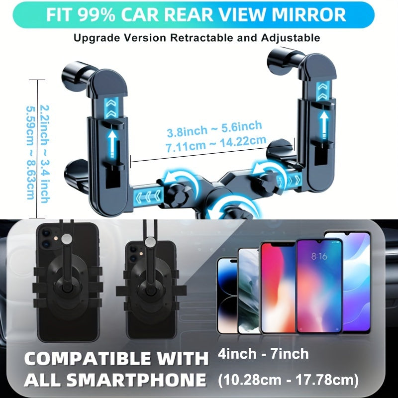 Car Phone Mount - Rotatable & Retractable, Waterproof ABS, Universal Fit for All Vehicles