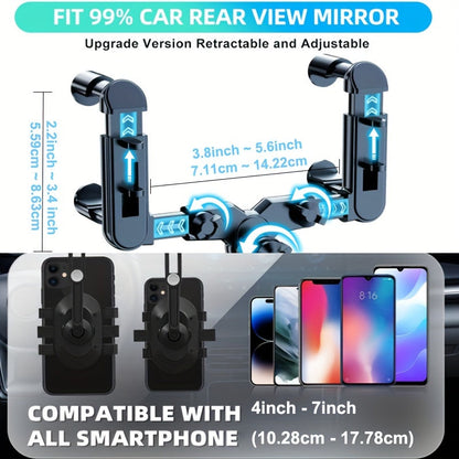 Car Phone Mount - Rotatable & Retractable, Waterproof ABS, Universal Fit for All Vehicles