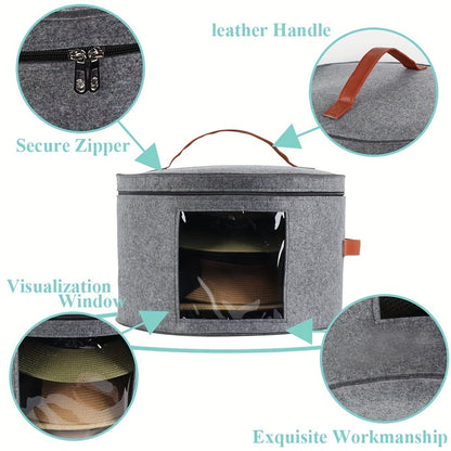 Large Capacity Hat Storage Bucket Bag - Lightweight Zipper Organizer, Dustproof with Handle for Versatile Use
