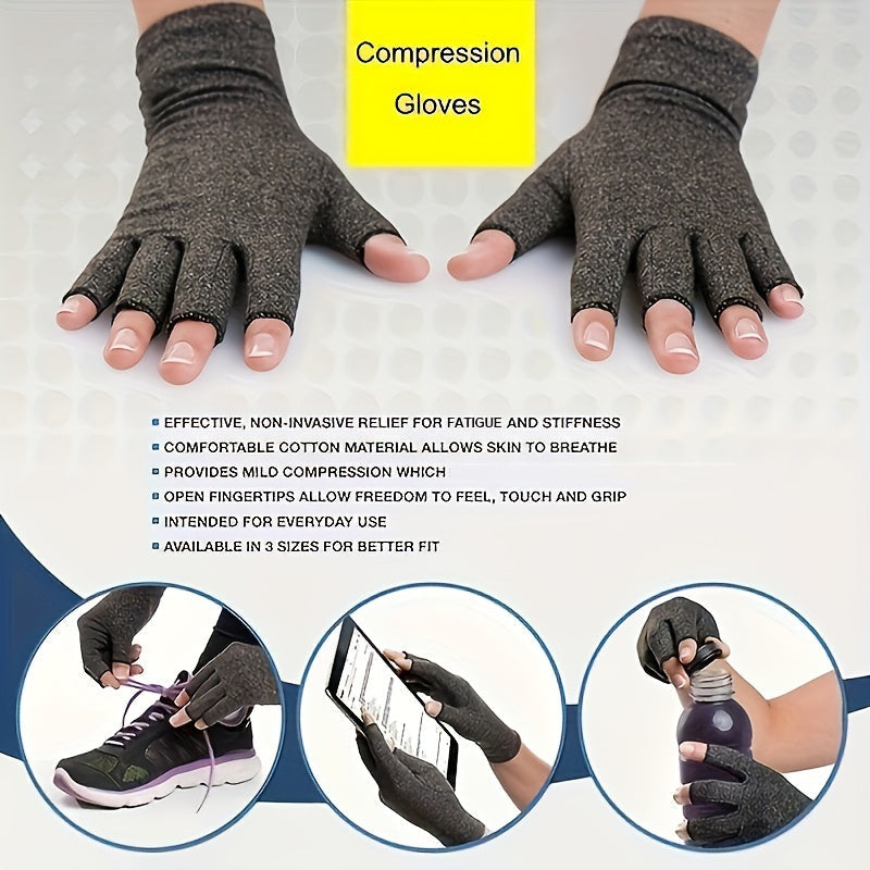 Fingerless Compression Gloves for Women and Men - Hand Joint Wraps, Sports Hand Support Thumb Gloves for Typing, Daily Work, and Hand Care - Open Finger Fit