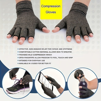 Fingerless Compression Gloves for Women and Men - Hand Joint Wraps, Sports Hand Support Thumb Gloves for Typing, Daily Work, and Hand Care - Open Finger Fit