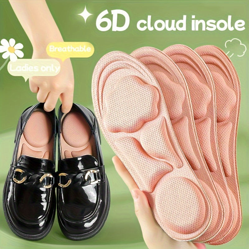 Cherry Blossom Pink Women's 6D Cloud Insoles – Thick, Comfortable & Breathable for Sports and Casual Wear