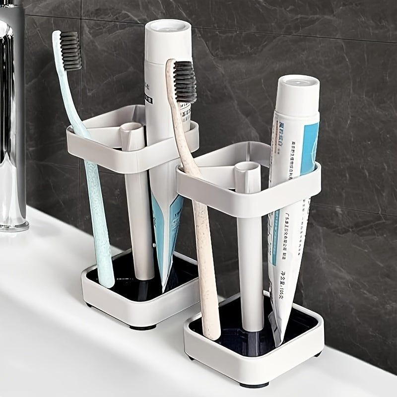 Toothbrush Holder Stand with Cover & Transparent Mouthwash Cup – Ideal for Bathrooms, Stores Toothpaste and Toothbrushes, Suitable for Home, Dormitory, School
