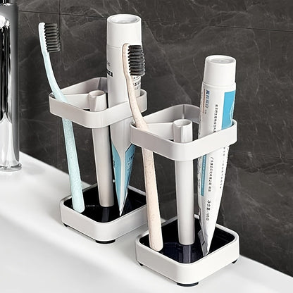 Toothbrush Holder Stand with Cover & Transparent Mouthwash Cup – Ideal for Bathrooms, Stores Toothpaste and Toothbrushes, Suitable for Home, Dormitory, School