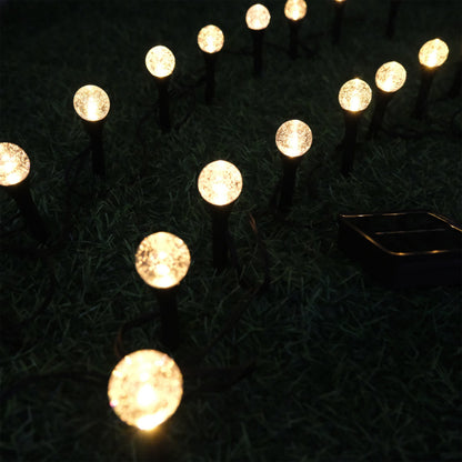 Solar Garden Path Lights - 15 LED Crystal Globe Stake Lights with Touch Control, Solar Powered, 600mAh Battery - Perfect for Garden, Camping, Independence Day, Christmas, Weddings, Parties
