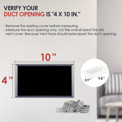4" x 10" Smart Register Booster Fan – HVAC Building Supplies with Remote Control, Thermostat Control – Quiet Operation for Efficient Heating and Cooling