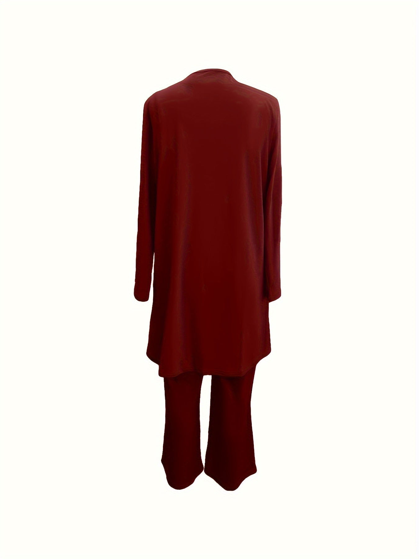 Casual Three-Piece Solid Set – Long Sleeve Cardigan, Top, and Long Pants Outfit for Women