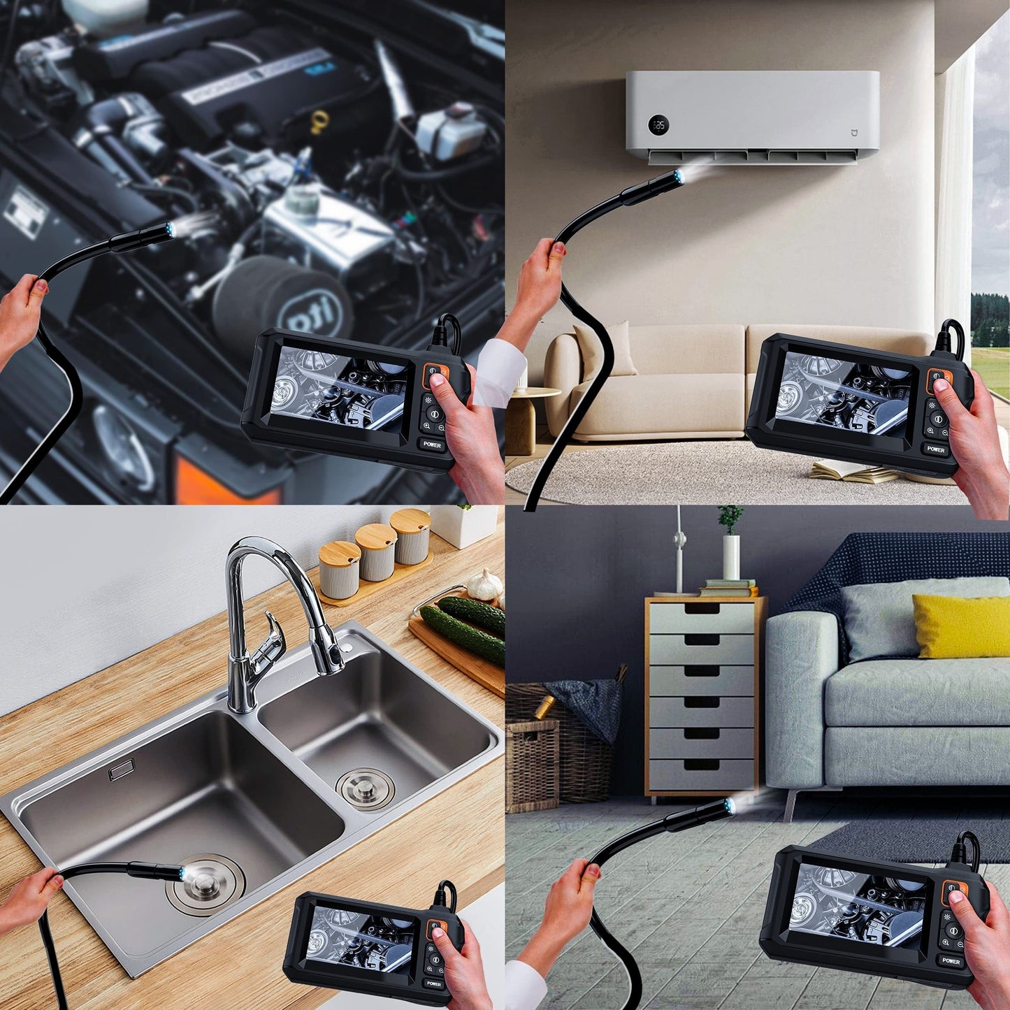 Borescope Camera with Light – IP67 Waterproof 1080P HD Endoscope, 50ft Snake Camera, 4.3” Inspection Camera – Ideal Gadget for Men