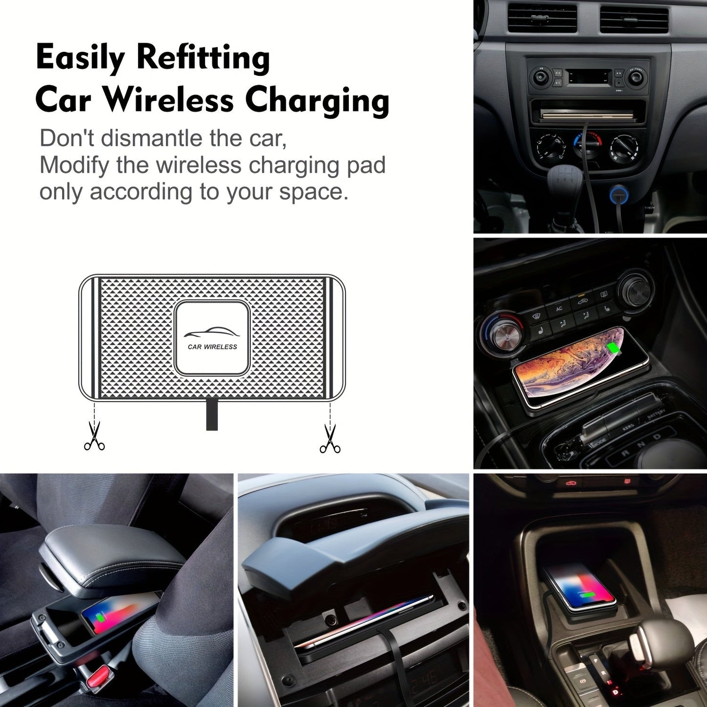 15W Fast Wireless Car Charger Pad – Non-Slip Silicone, Universal Compatibility for iPhone 14/13/12/11, Samsung – Safe and Rapid Charging Station