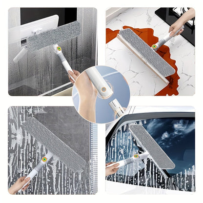 2 in 1 Extendable Window Squeegee and Scrubber - Long Handle for Wet and Dry Use on Glass, Car Windows, Floors, and Furniture, Ideal for Halloween and Christmas Gifts