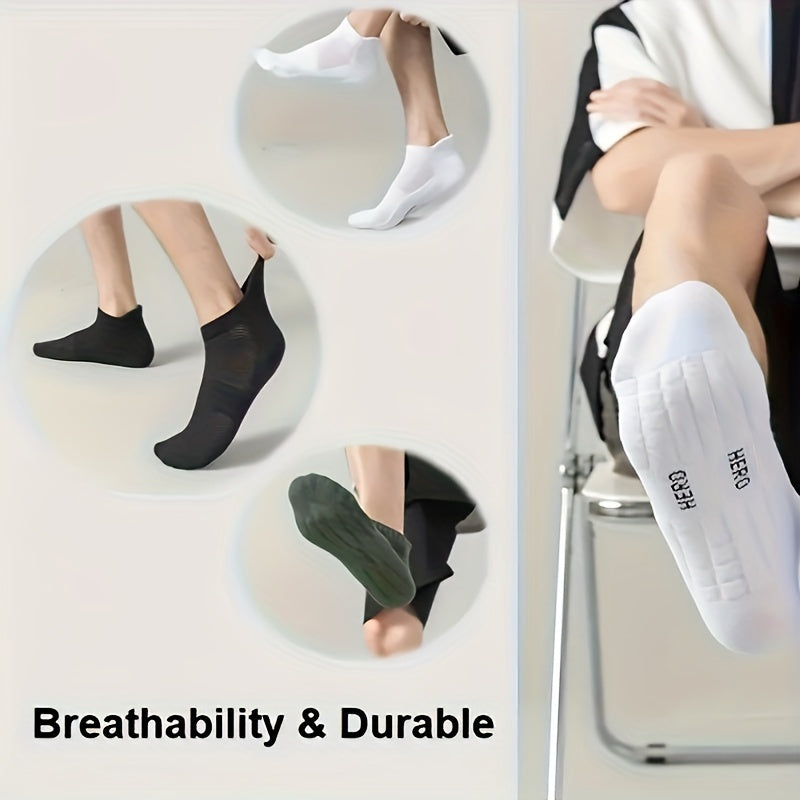 5 Pairs Unisex Casual Ankle Socks: Breathable Sports Socks with Towel Bottom, Sweat-Absorbent and Anti-Odor for Spring and Summer