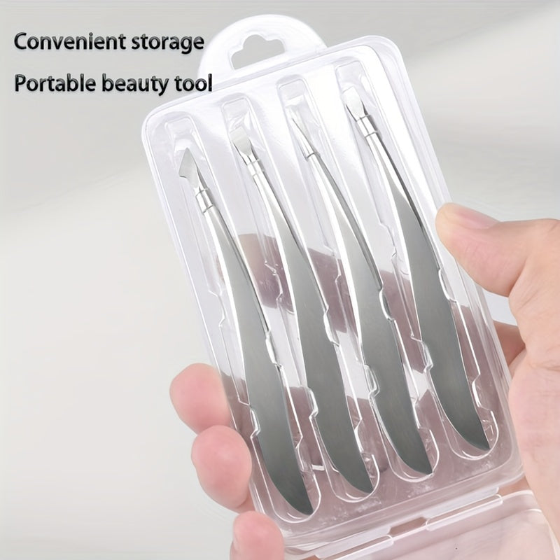 Japanese Banana Tweezer Set - 4-Piece Stainless Steel Precision Tweezers for Eyelash, Eyebrow, and Ingrown Hair Removal