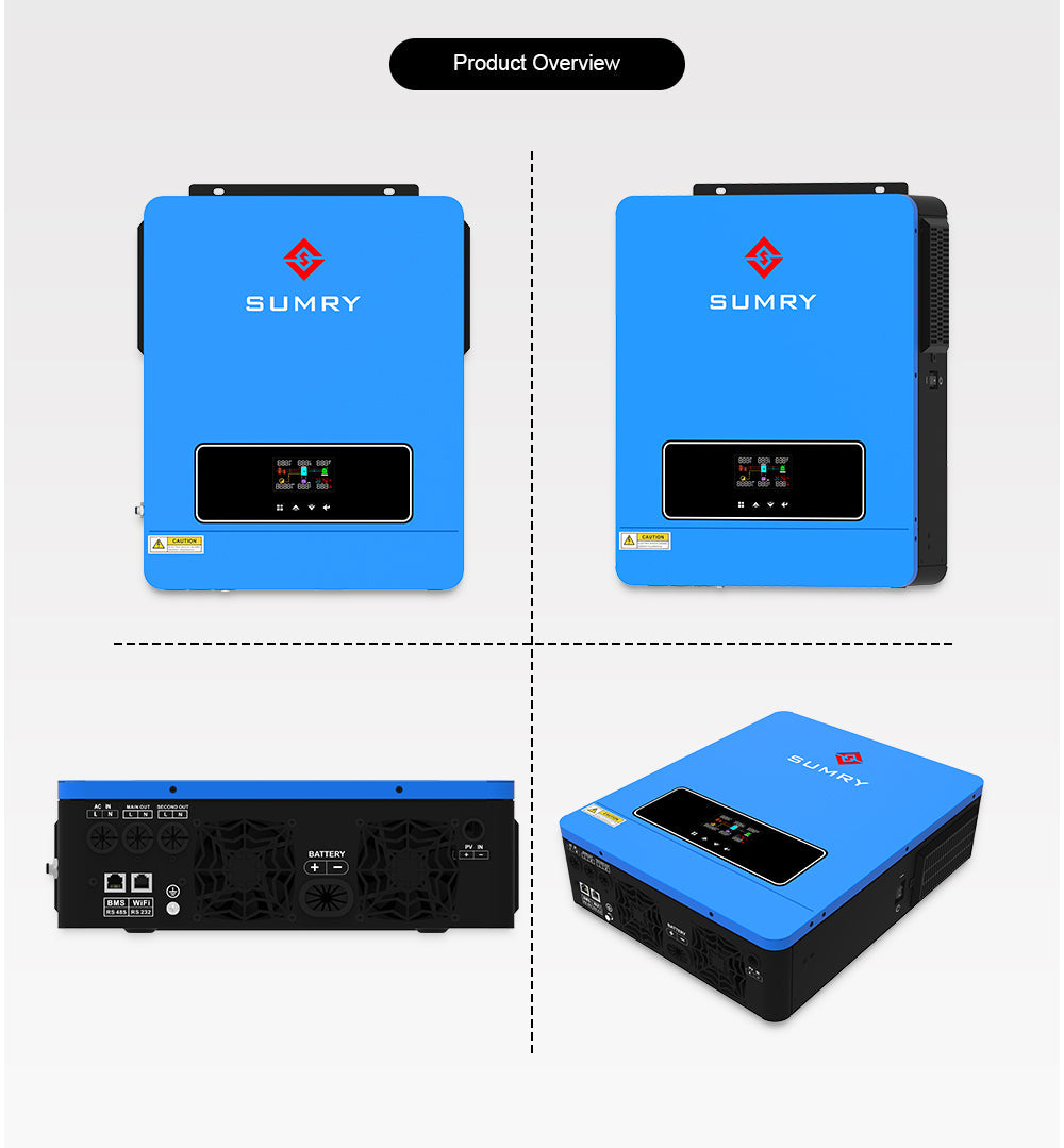 Sumry 3.6kW Hybrid Solar Inverter — 24V DC to 110/120V AC Dual Output with 120A MPPT