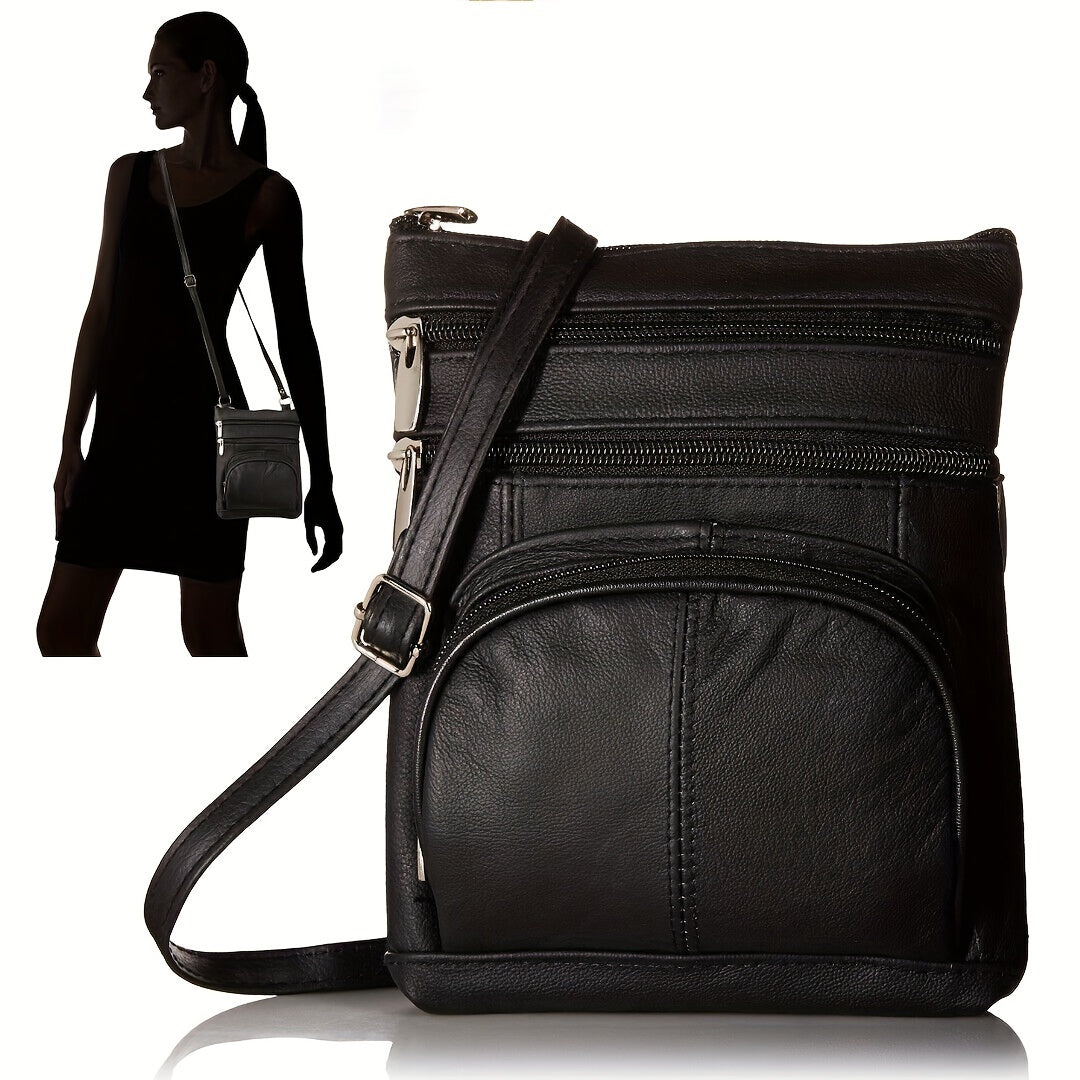 Luxury Real Leather Shoulder Bag – Spacious Handbag with Cross-Body Strap, Intelligent Organizer, and Smartphone Pockets – Premium Genuine Leather for Durability and Style