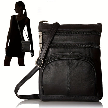 Luxury Real Leather Shoulder Bag – Spacious Handbag with Cross-Body Strap, Intelligent Organizer, and Smartphone Pockets – Premium Genuine Leather for Durability and Style