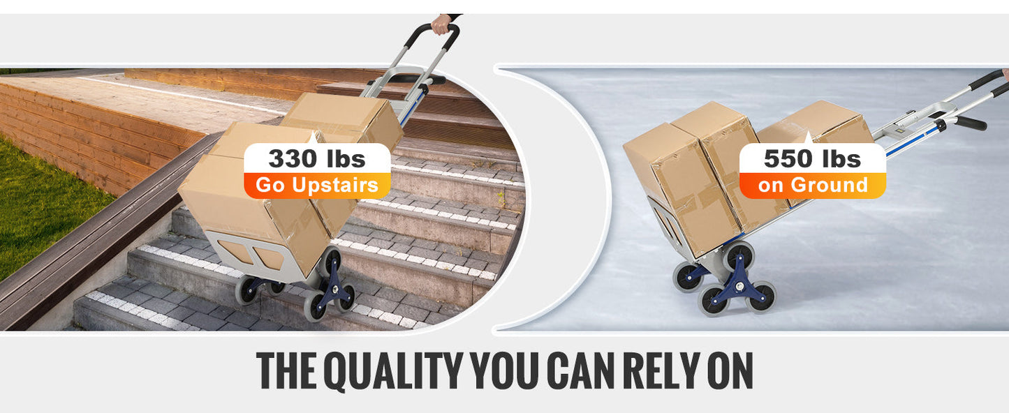 VEVOR Heavy Duty Stair Climbing Cart Trolley - Folding 550/375/220lbs Dual Handle Truck Frame for Warehouse & Airport Use   2/2