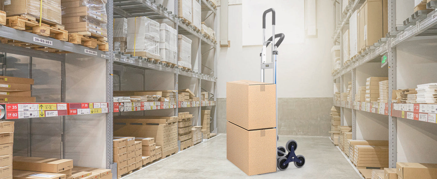 VEVOR Heavy Duty Stair Climbing Cart Trolley - Folding 550/375/220lbs Dual Handle Truck Frame for Warehouse & Airport Use   2/2
