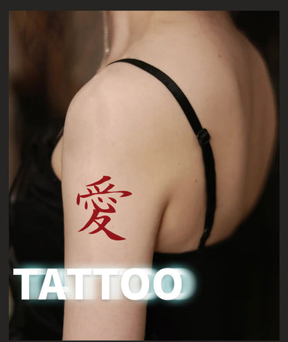 Japanese 'Love' Temporary Tattoo Stickers – Long-Lasting Waterproof Realistic Fake Tattoos for Men & Women