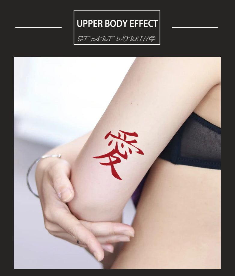Japanese 'Love' Temporary Tattoo Stickers – Long-Lasting Waterproof Realistic Fake Tattoos for Men & Women
