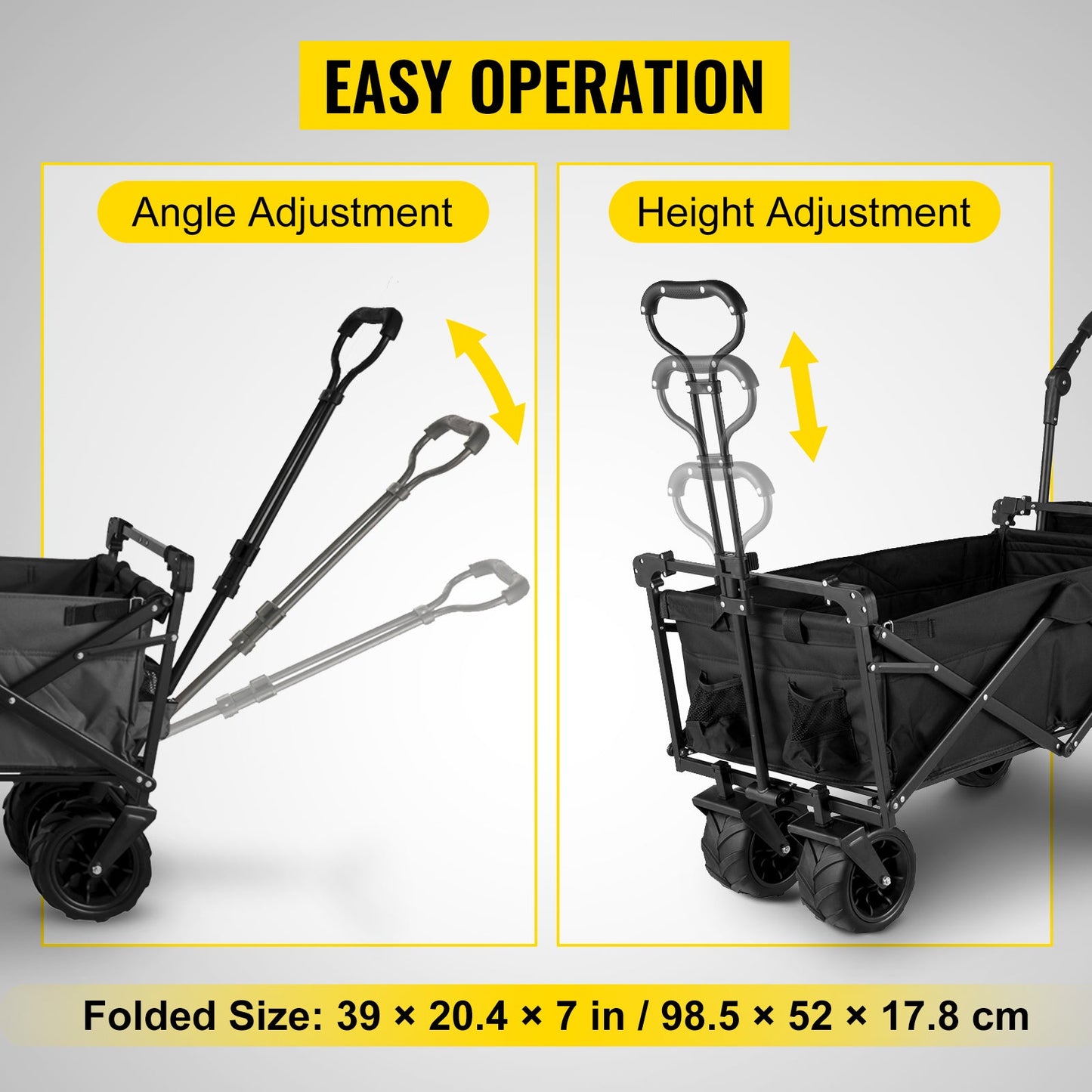 VEVOR Extra Large Collapsible Garden Wagon – Foldable Cart with Removable Canopy for Camping, Shopping & Groceries