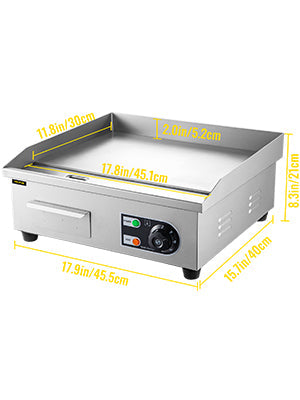 SucceBuy 14"-22" Electric Countertop Griddle – 1600W/3200W Stainless Steel Flat Top Teppanyaki Grill for Pancakes and Chicken