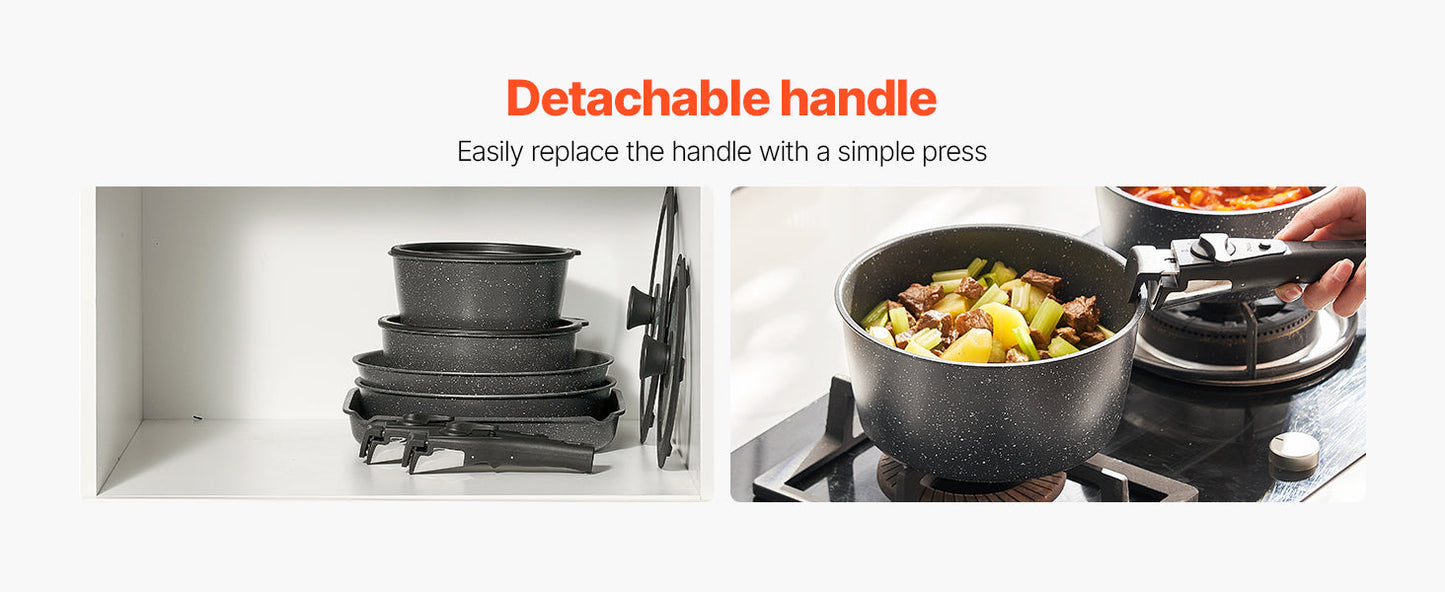 VEVOR 17-Piece Nonstick Granite Cookware Set – Induction Pots, Pans & Frying Tools for Kitchen